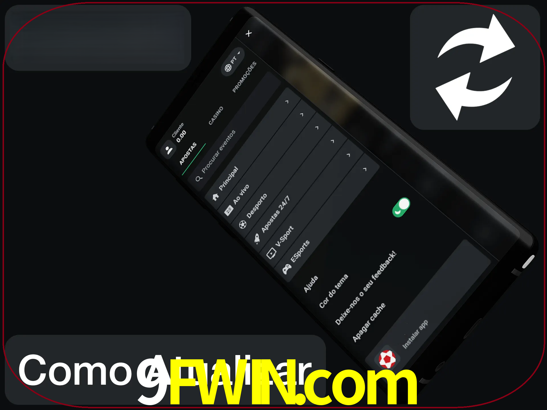 O aplicativo é atualizado automaticamente quando você faz o login.
