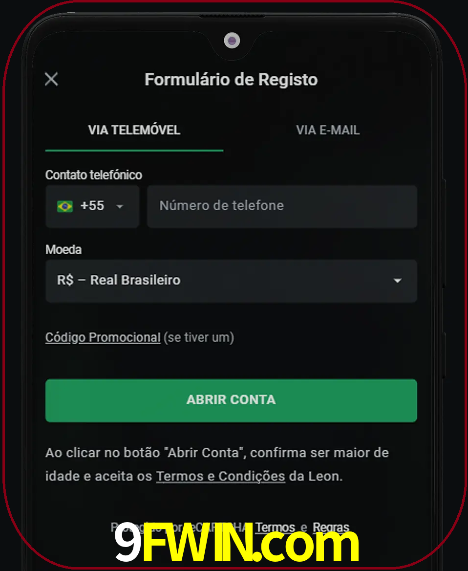 Abra o aplicativo e inicie o processo de registro.